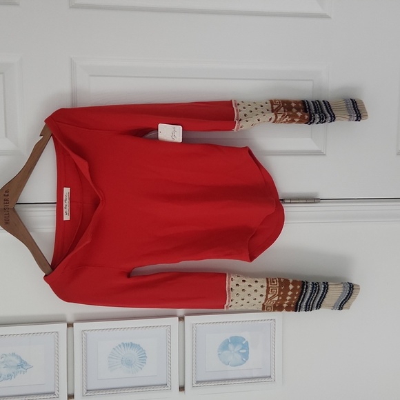 Free People - Cozy Craft Cuff Thermal Top, Red Combo, Size XS, NWT - Picture 1 of 10
